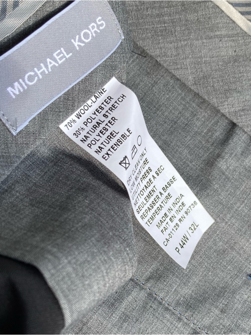 Michael Kors Wool Blend Blue Pinstripe Dress Pants Stretch Trousers Malone 44/32 - Picture 12 of 17